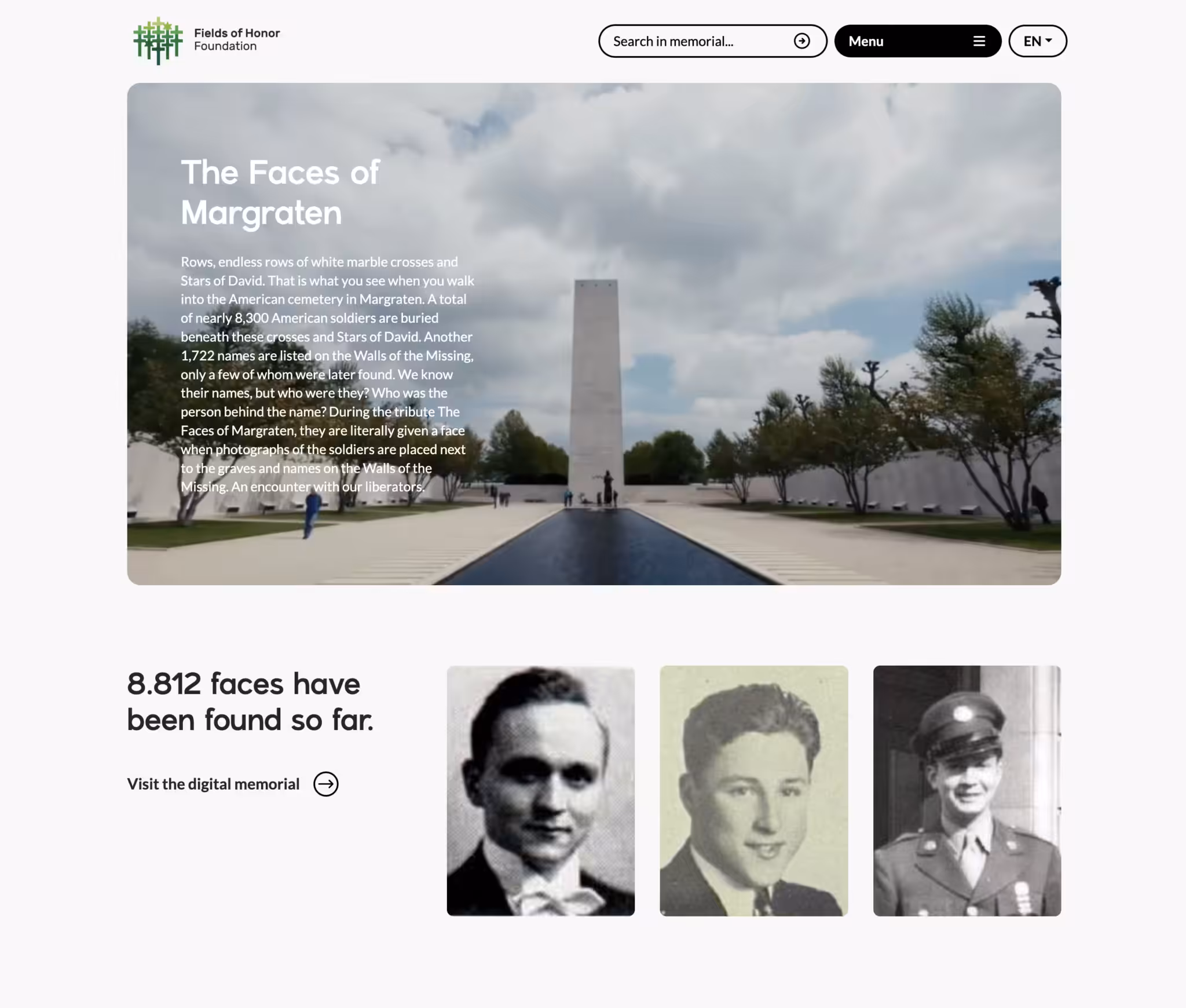 Fields of Honor foundation WordPress website gemaakt op maat