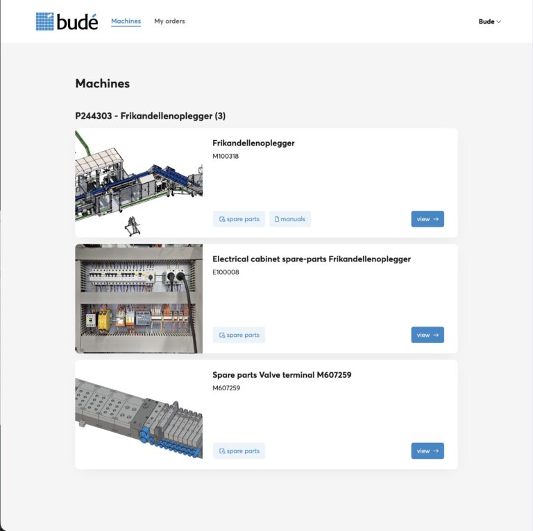 Overzicht machines in eigen gemaakt klantportal