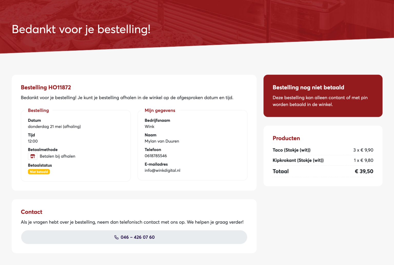 Succesvolle online bestelling bij 't Heukske