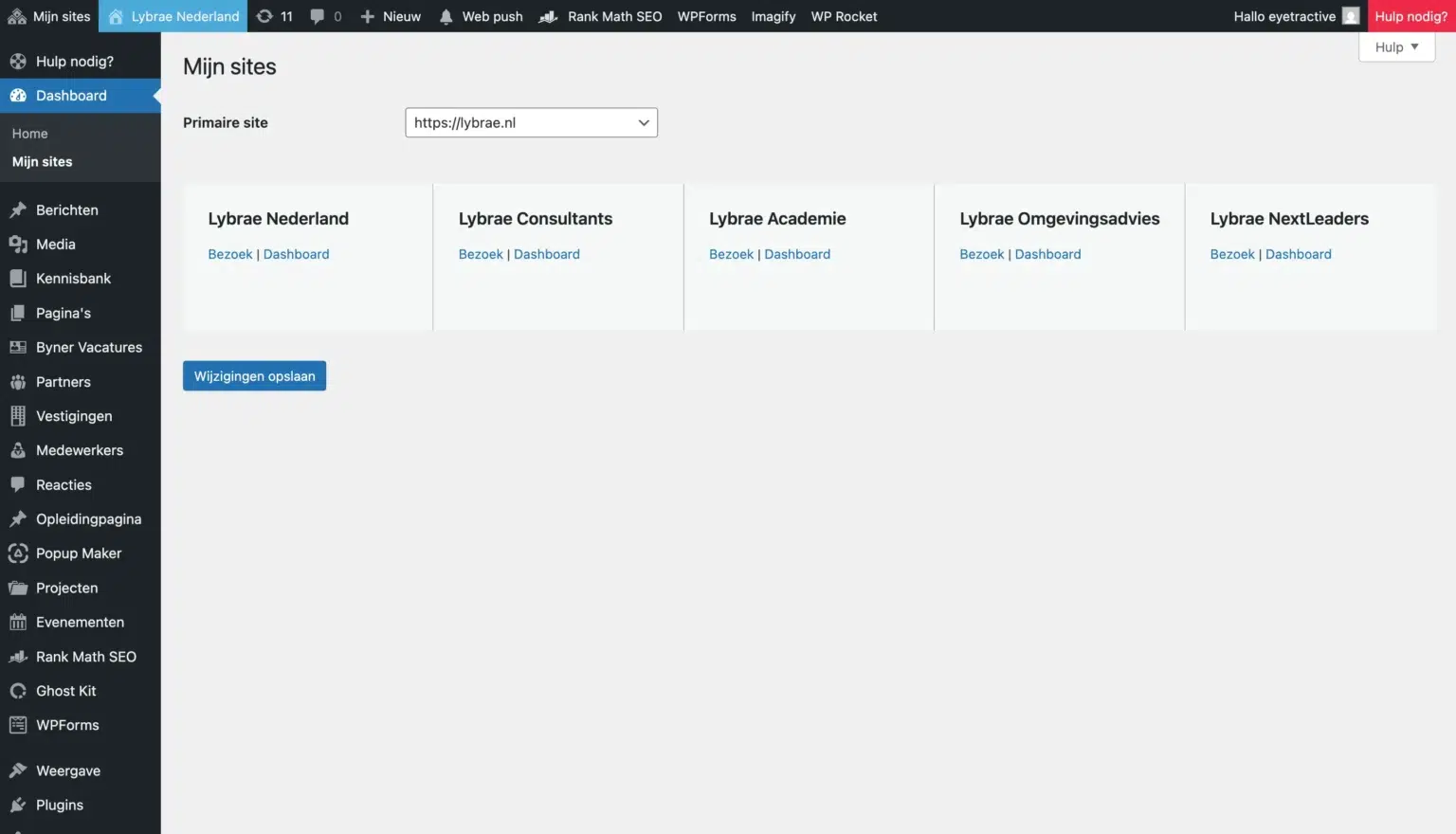 Multisite WordPress website Lybrae Nederland
