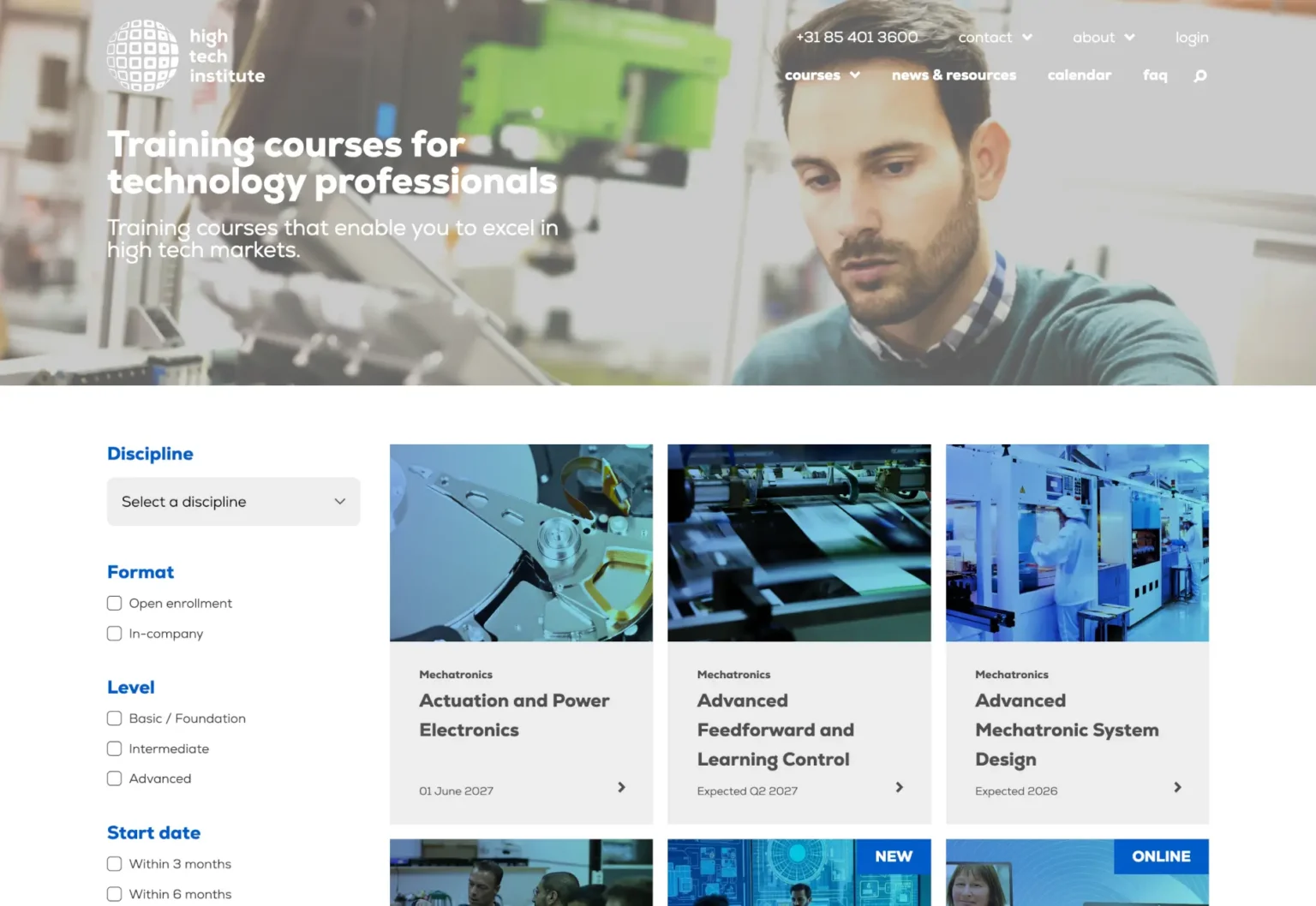 Overzicht van cursussen op hightechinstitute.nl